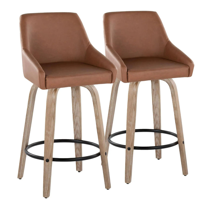 Hannah - Transitional Fixed Height Counter Stool With Swivel With Round Footrest (Set of 2) by Unique Piece Furniture