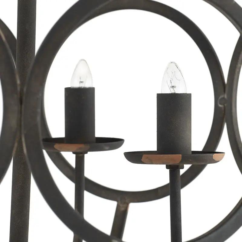 4 Light Metal Chandelier, Hanging Light Fixture With Adjustable Chain For Kitchen, Bulb Not Included - Black by Unique Piece Furniture