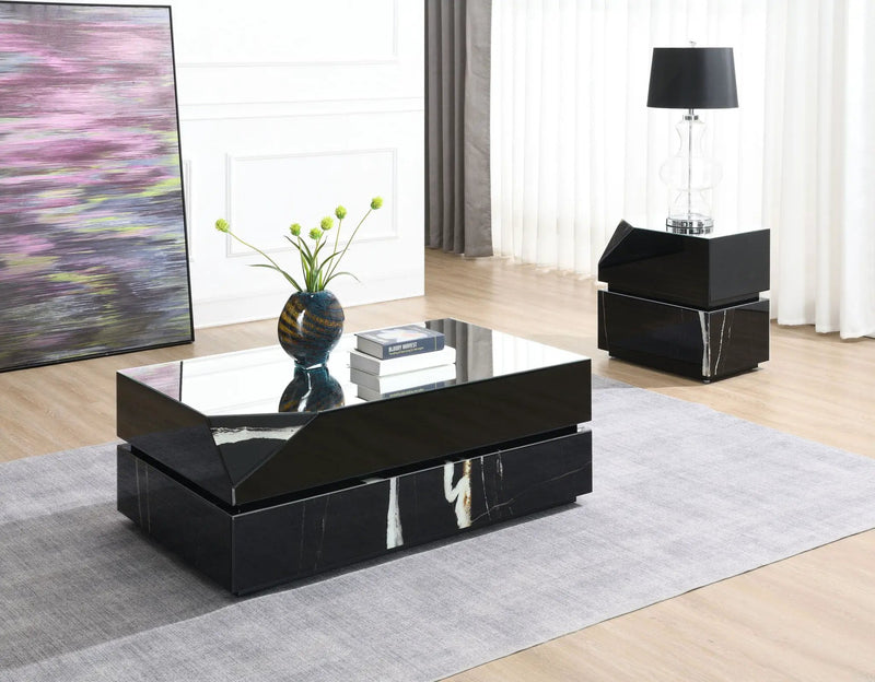 Drisana - Mirrored End Table - Black by Unique Piece Furniture