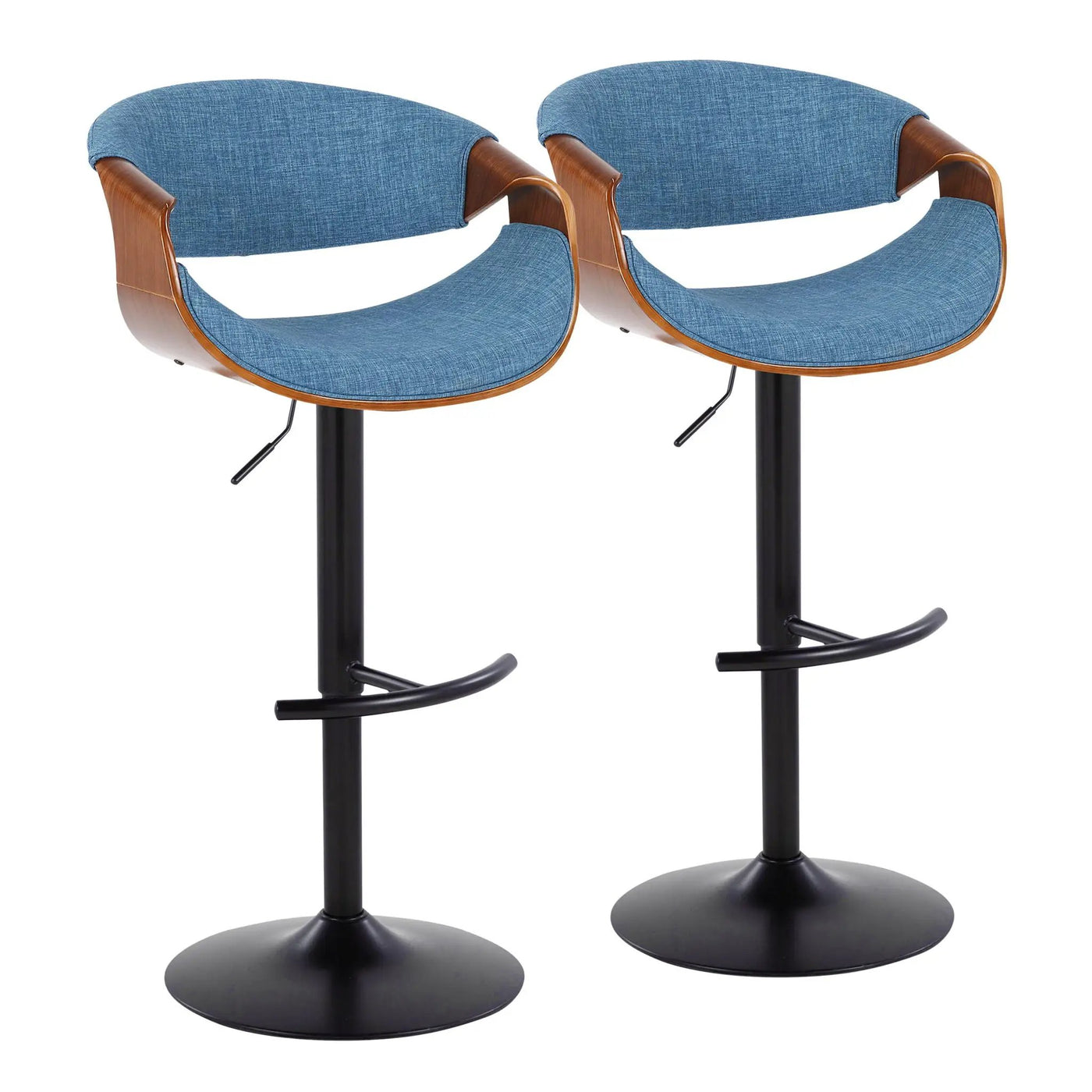Curvo - Mid Century Modern Adjustable Barstool With Swivel & Rounded T Footrest (Set of 2) by HouseOfZazla