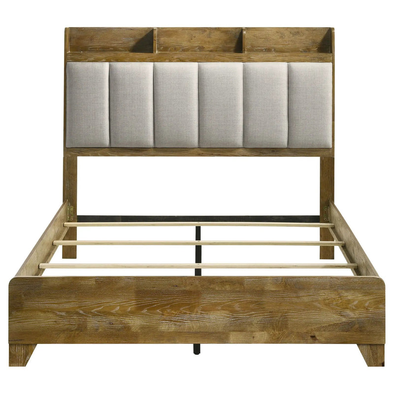 Henderson 57-inch Queen Bookcase Panel Bed Medium Oak by Unique Piece Furniture