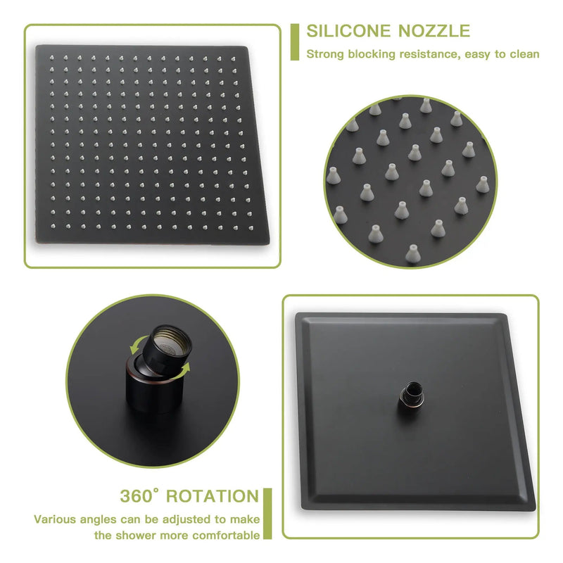 Dual Shower Head 16" Ceiling Mount Square Shower System With Rough In Valve
