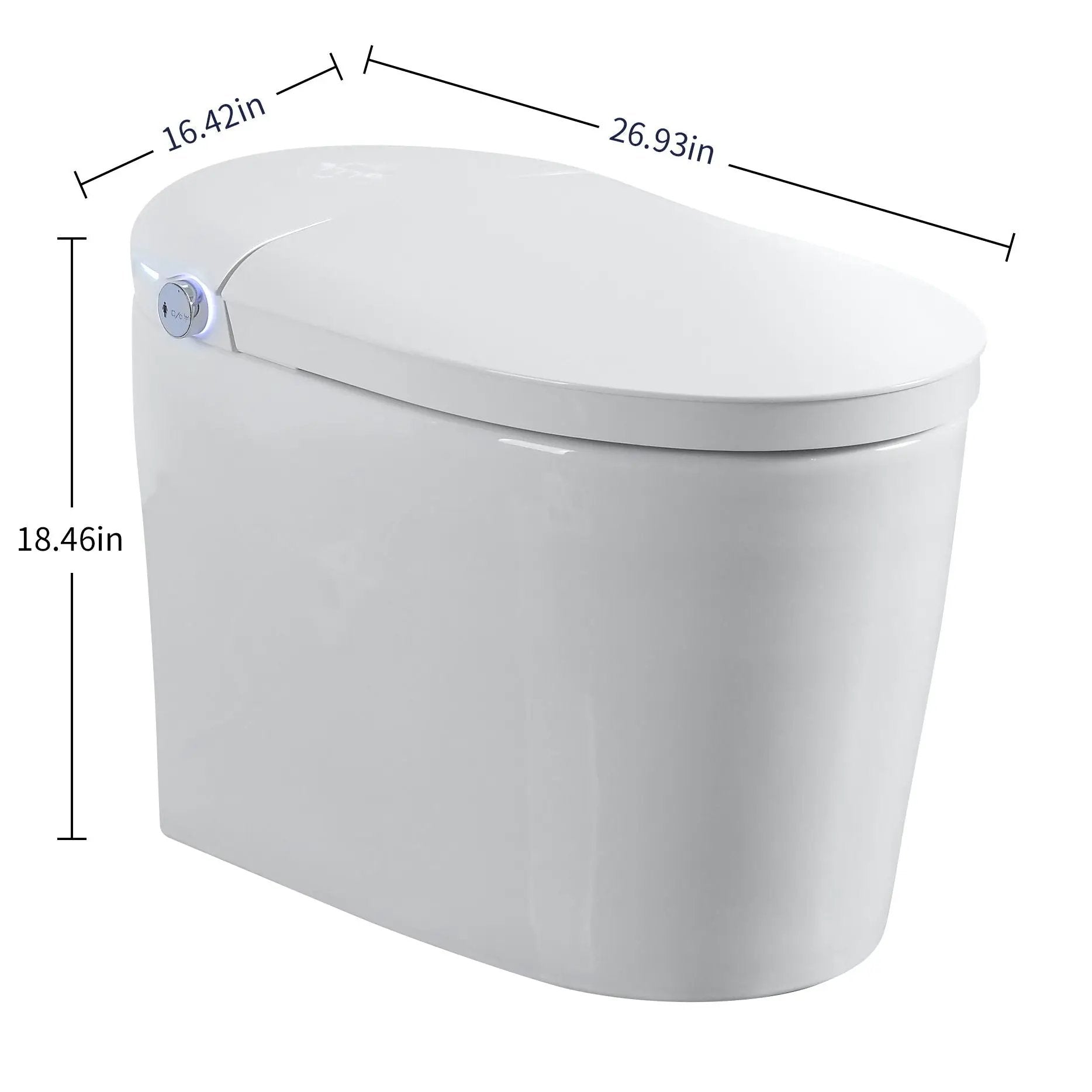 Tankless Smart Toilet With Bidet Built In, 1 Piece, Auto Flush, Auto Open / Close, Heated Seat, Bubble Wash, Warm Water And Dry, Adjustable Temp, Remote Control Side Know - White by HouseOfZazla