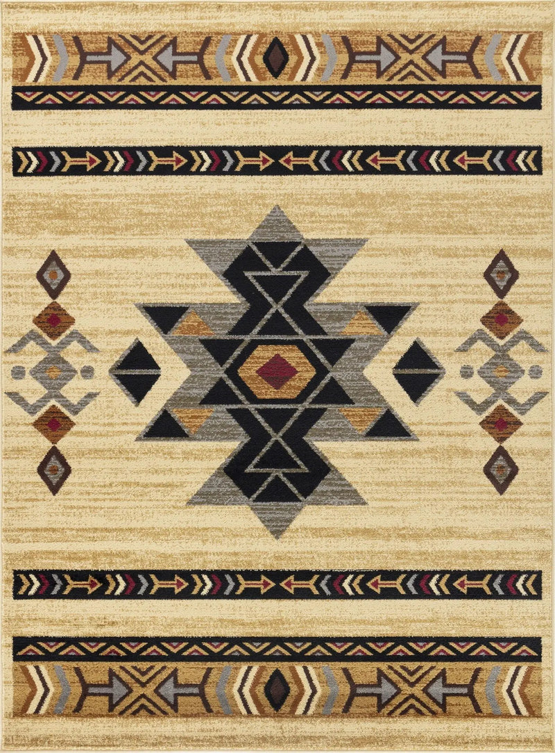 Tribes - 5'3" X 7'3" Southwest Area Rug Polypropylene - Cream by HouseOfZazla