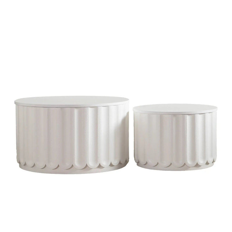 White Round Storage Table Set with Lift-Off Lid by HouseOfZazla