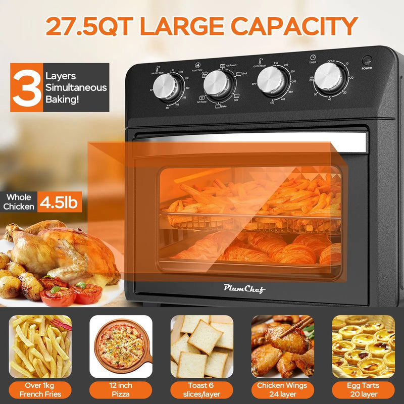 Plum Chef Air Fryer Oven 27.5QT, 6-in-1 Countertop Convection Oven by HouseOfZazla