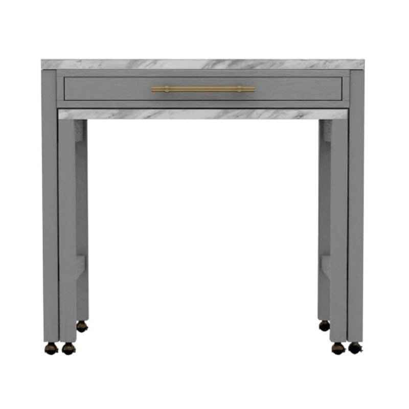Light Gray Faux Marble Dining Table with Storage Drawer by HouseOfZazla