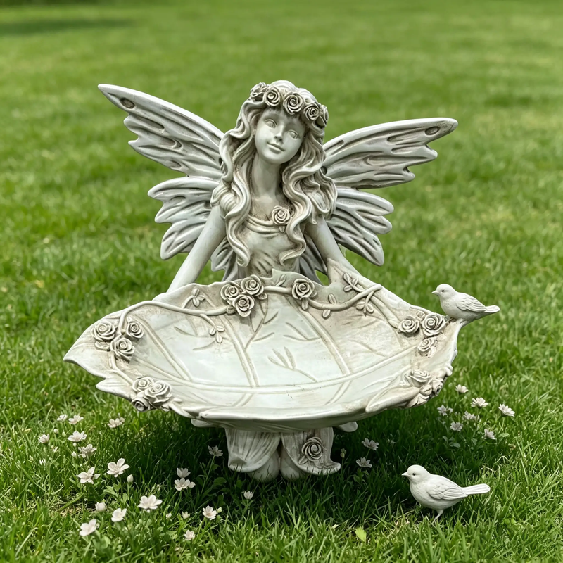 12.80" High Garden Fairy Figurine with Leaf Tray by HouseOfZazla