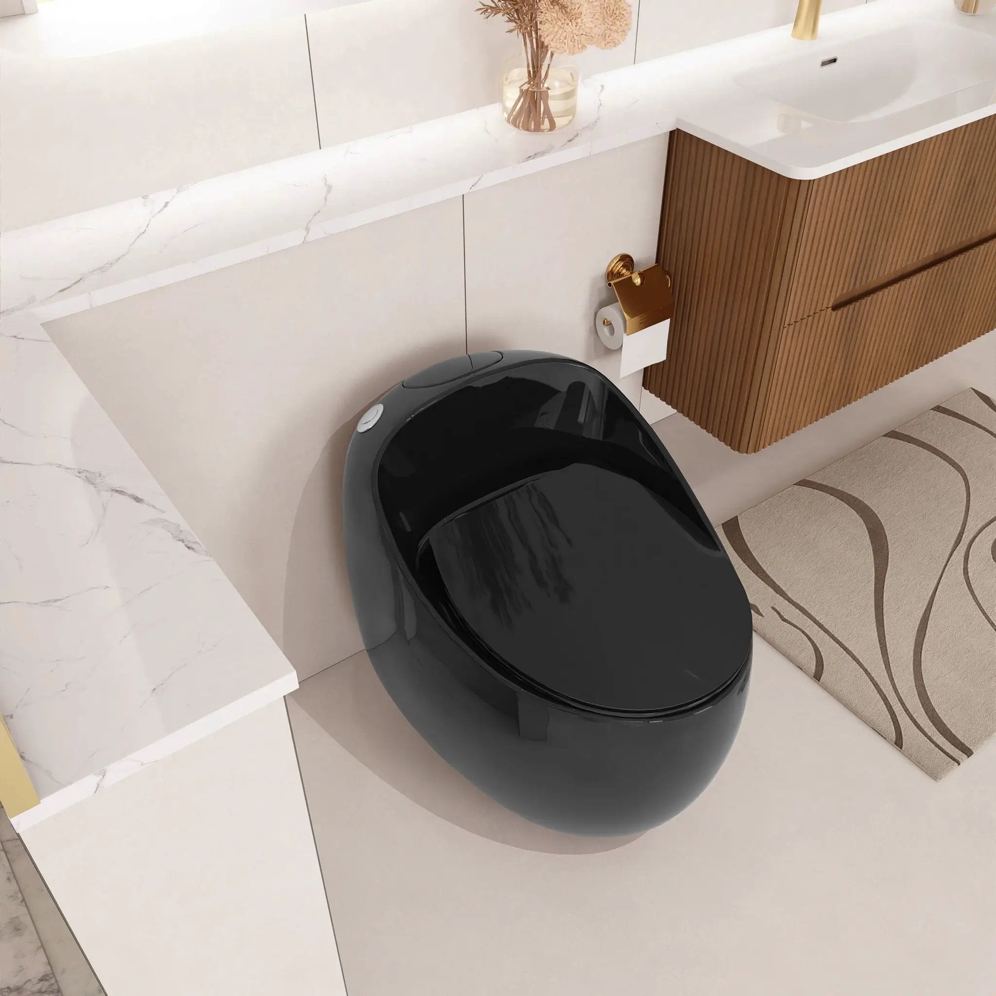 Modern Egg Shape Toilet 1.28 Gpf Single Flush Ceramic by HouseOfZazla