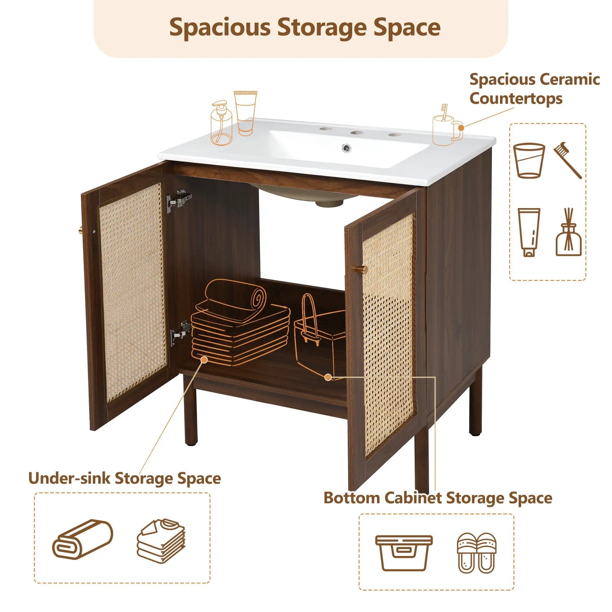 Bathroom Vanity Cabinet With Doors, Soft Close Design by Unique Piece Furniture