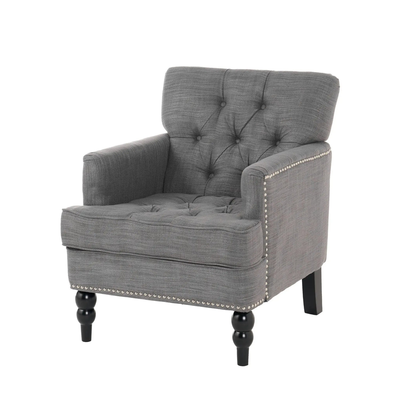 Harrison Tufted Club Chair with Button Tufted Back and Birch Wood Legs by HouseOfZazla