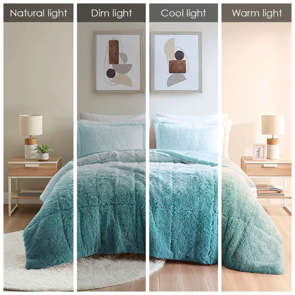Twin/Twin XL Ombre Shaggy Long Fur Comforter Mini Set by HouseOfZazla