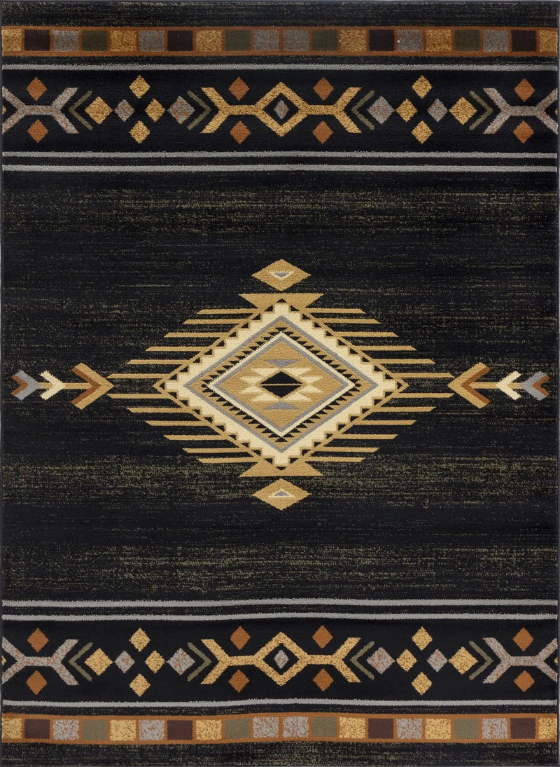 Tribes - 7'10" X 10'3" Southwest Area Rug - Black by Unique Piece Furniture
