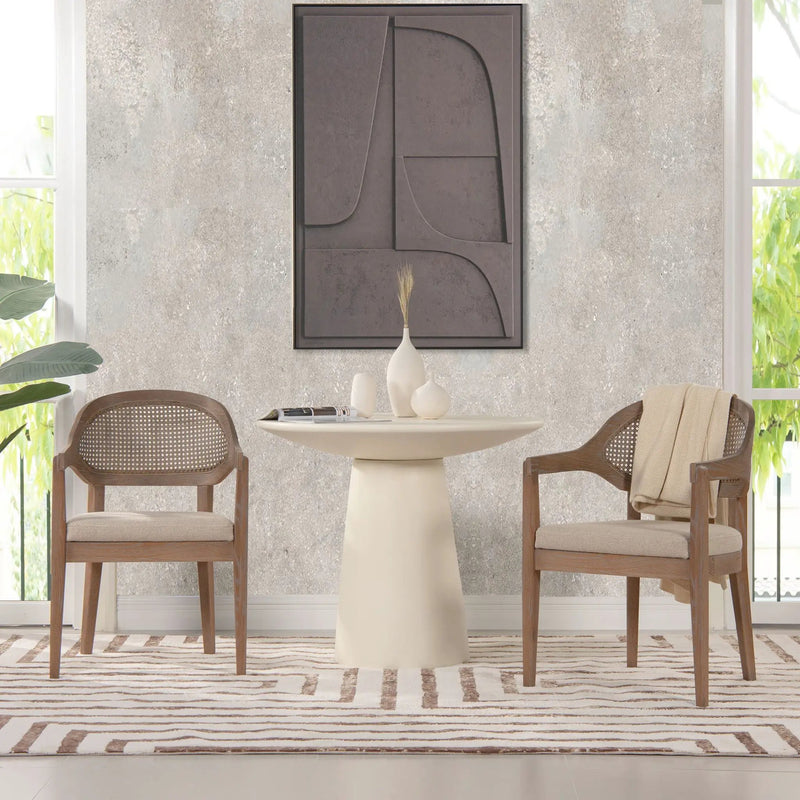 Americana - Mid-Century Modern Cane Back Dining Chair Textured Weave - Taupe Beige by Unique Piece Furniture