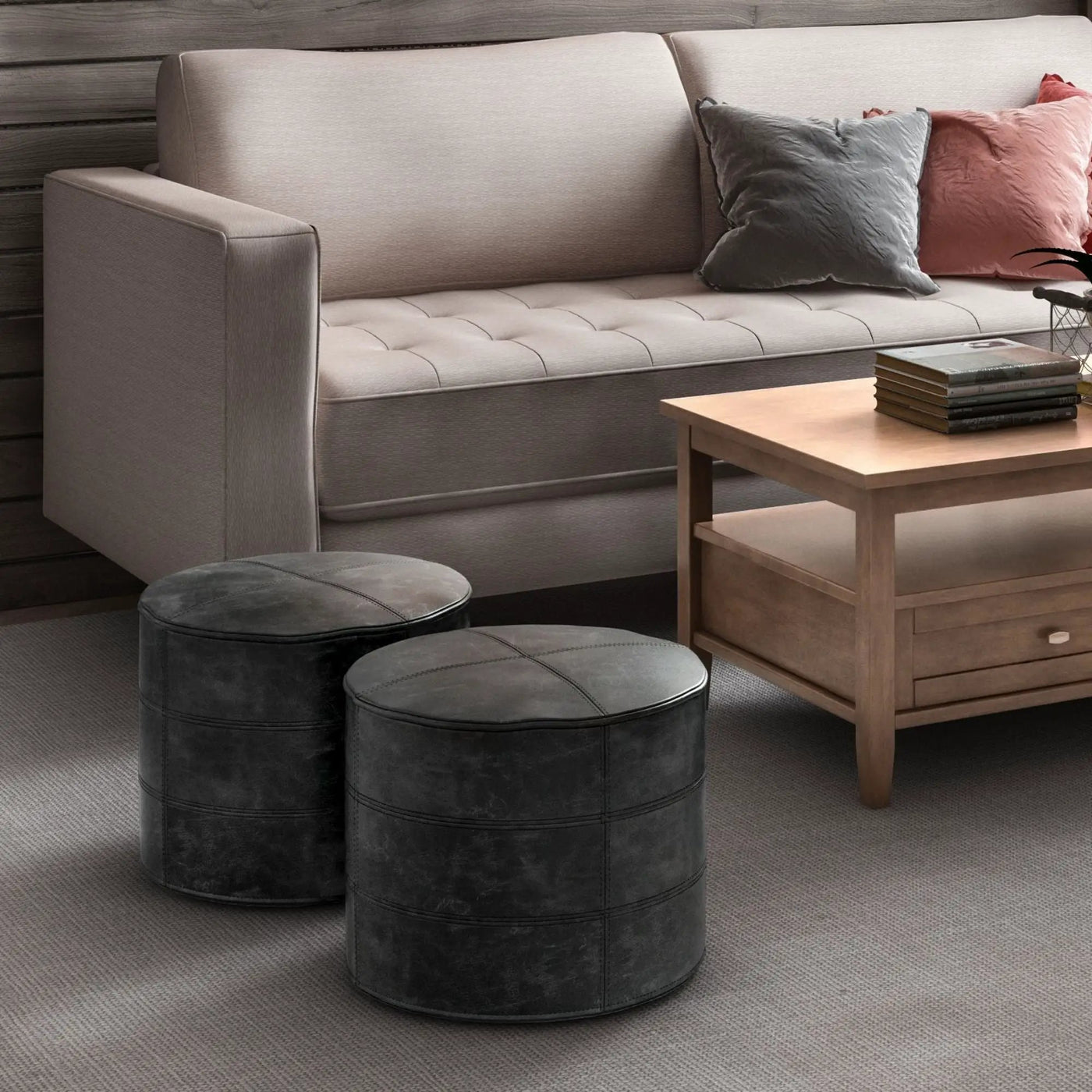 Connor - Handcrafted Round Pouf by HouseOfZazla