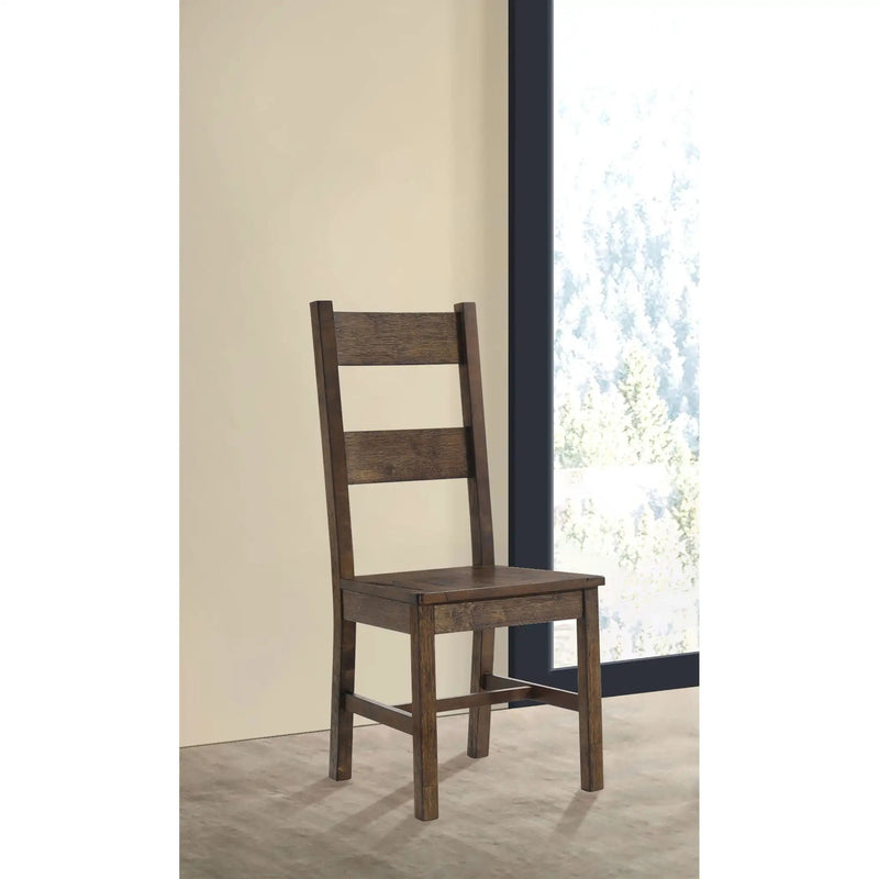 Ladder Back Dining Chairs With Straight Seat (Set of 2) - Brown by HouseOfZazla