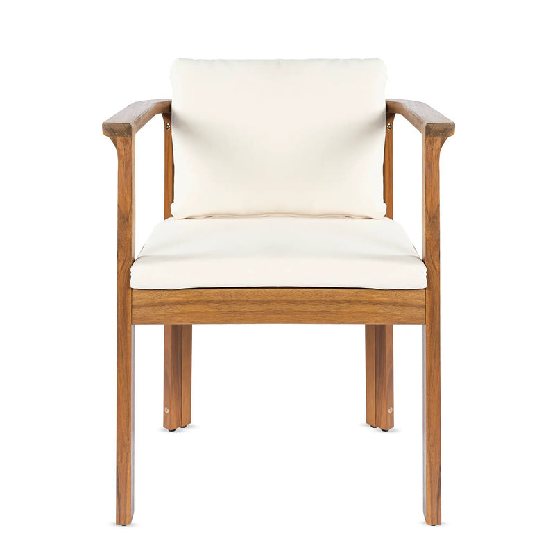 Outdoor Dining Chair Set of 2 with Curved Acacia Wood Arms by HouseOfZazla