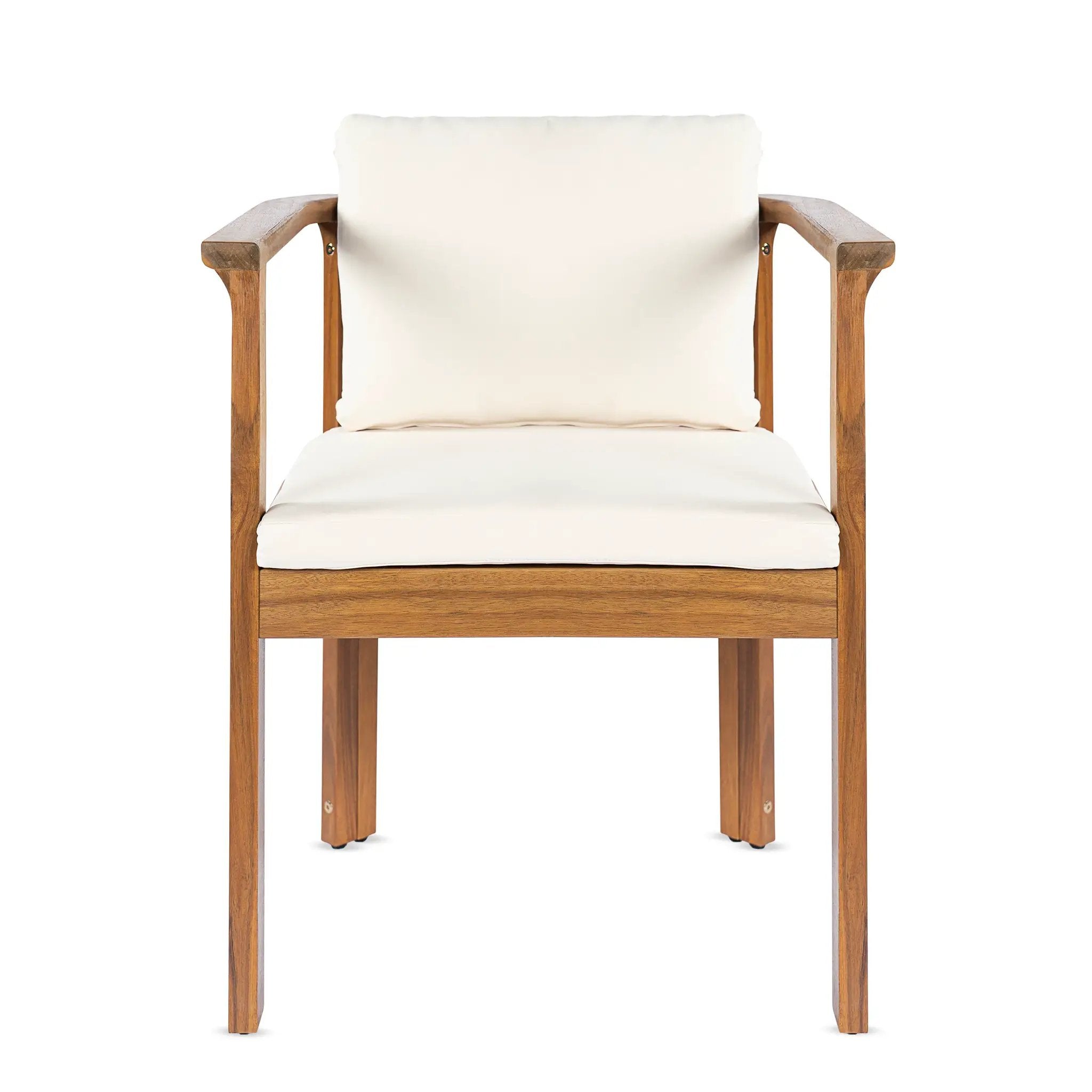 Outdoor Dining Chair Set of 4 with Curved Acacia Wood Arms by HouseOfZazla