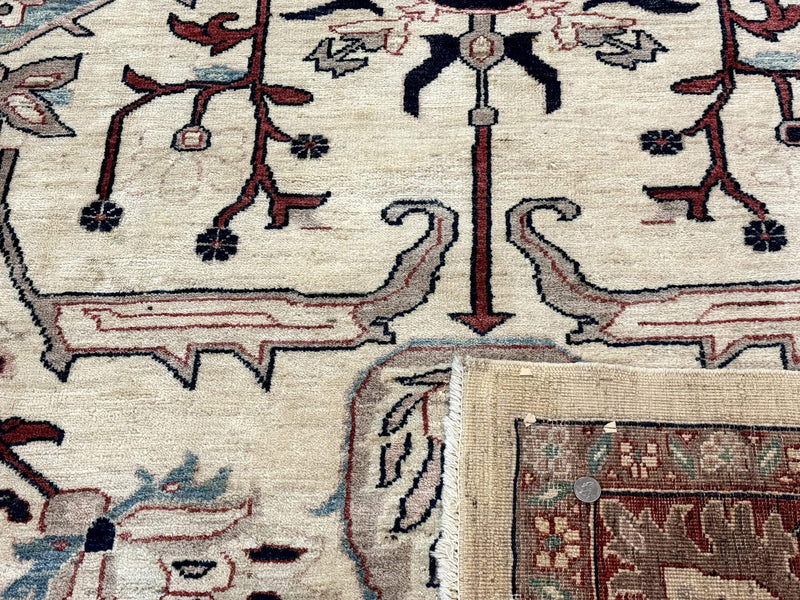 Peshawar Rug 10x14, Beige and Rust Red, Large Pak Persian Rug, Pakistani Rug by Jewel Rugs