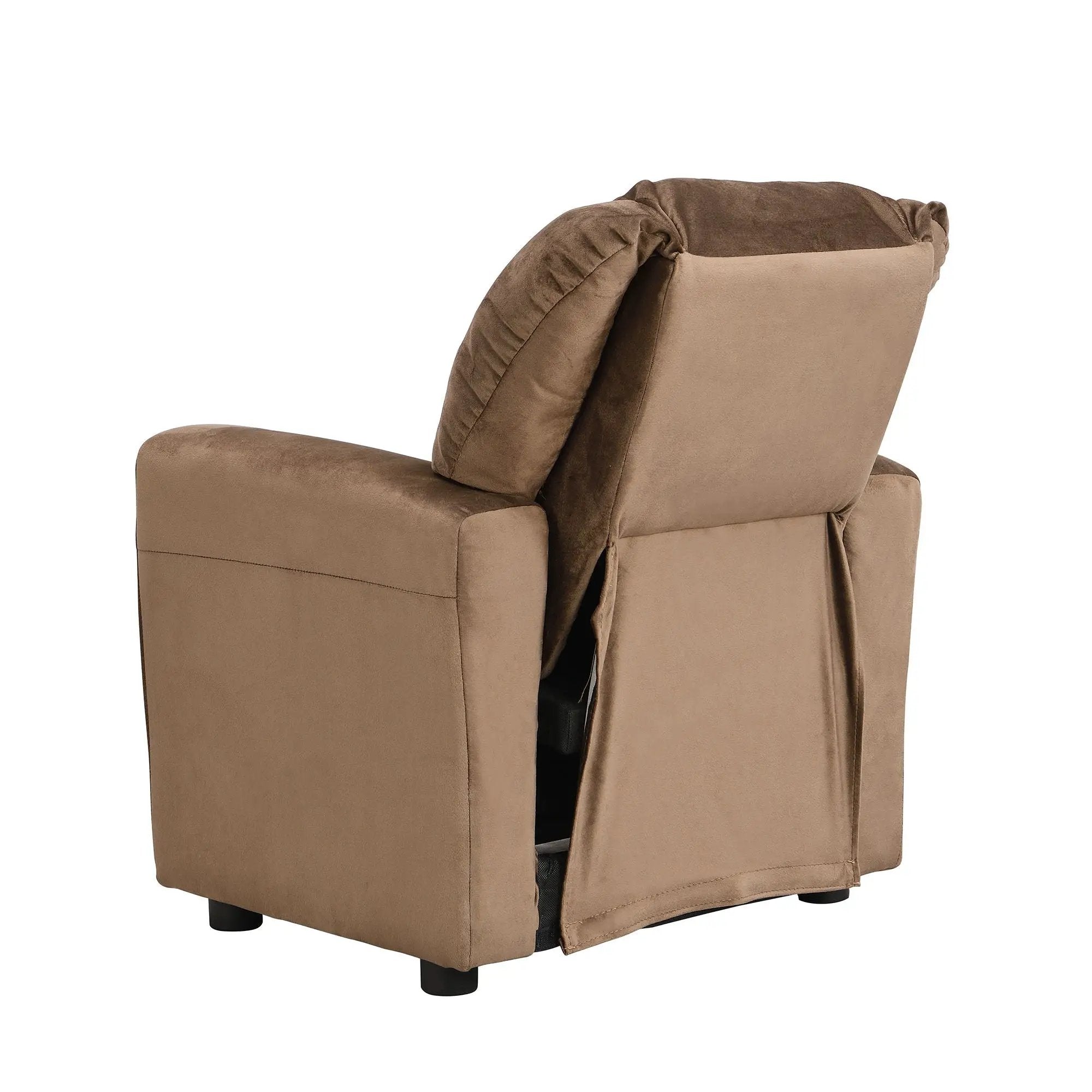 Kids Recliner Chair, Kids Upholstered Couch With One Cup Holder, Toddlers Recliner With Headrest And Footrest - Brown by Unique Piece Furniture