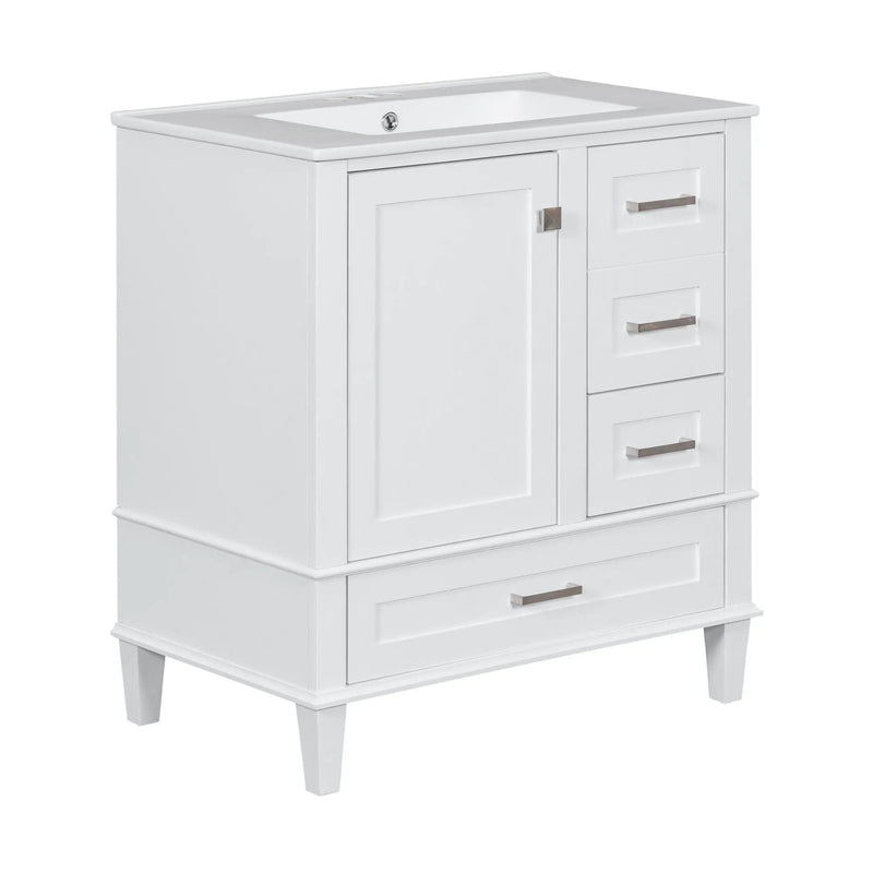 Bathroom Vanity, Modern Bathroom Cabinet With Sink Combo Set, Bathroom Storage Cabinet With A Soft Closing Door And 3 Drawers, Solid Wood Frame by HouseOfZazla