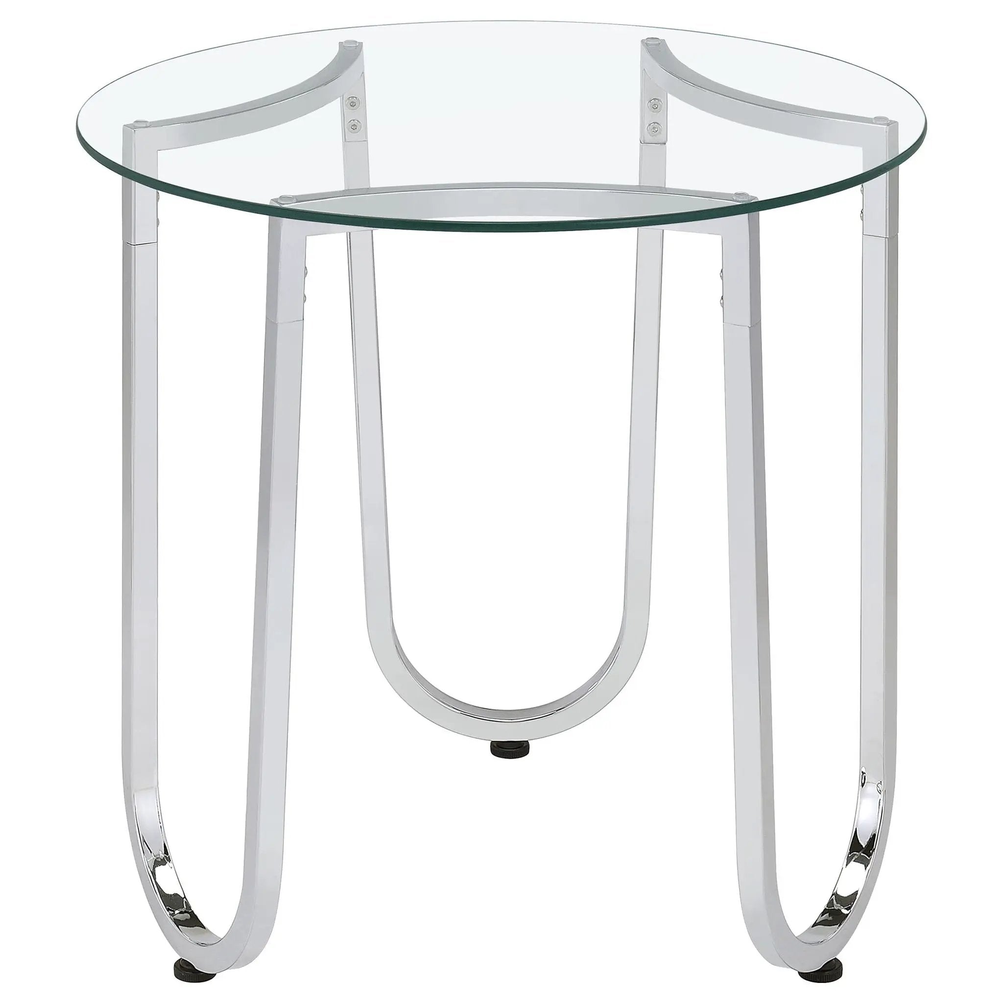 Beller 3-piece Round Tempered Glass Top Coffee Table Set Chrome by Unique Piece Furniture