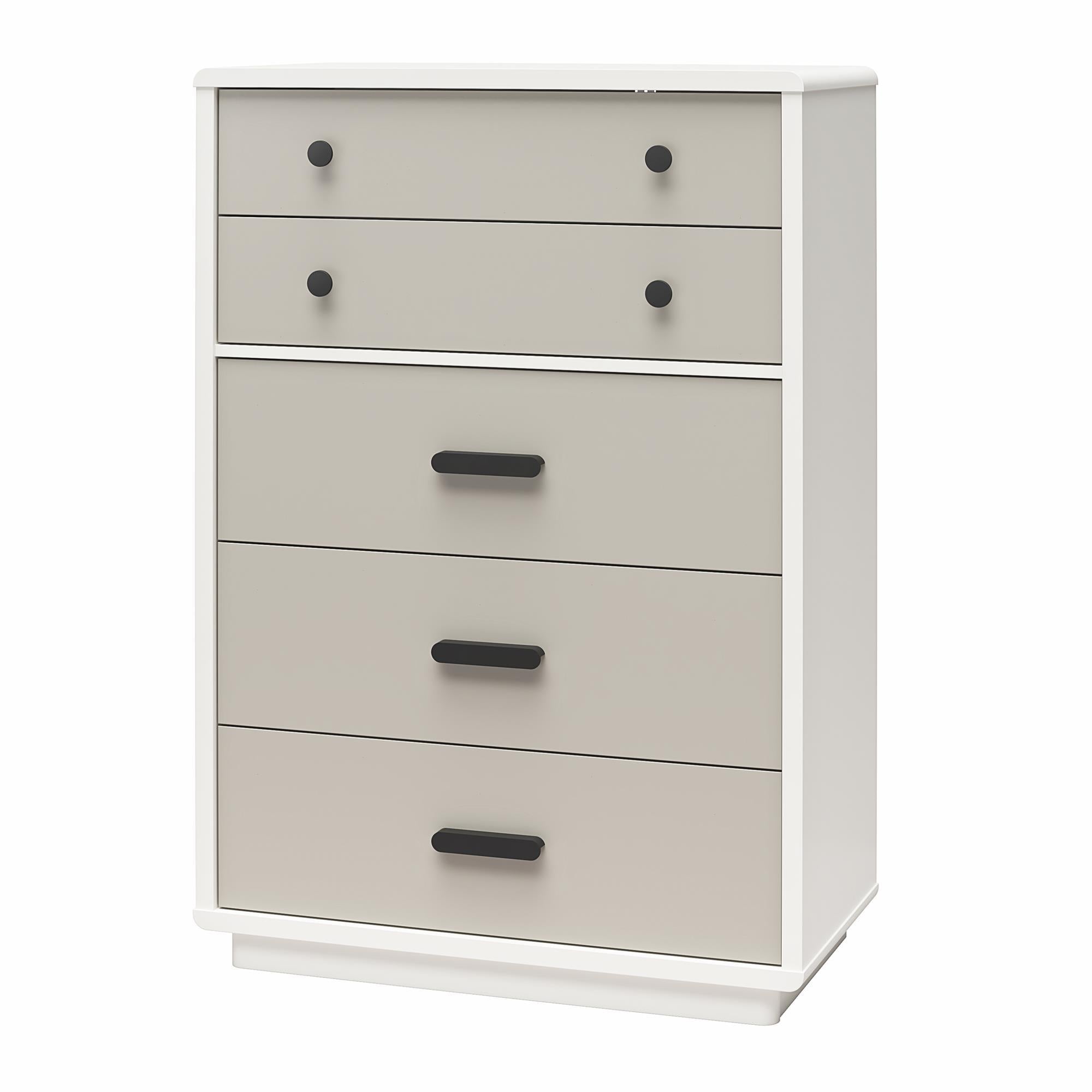 Valencia - 5 Drawer Dresser - White / Gray by HouseOfZazla