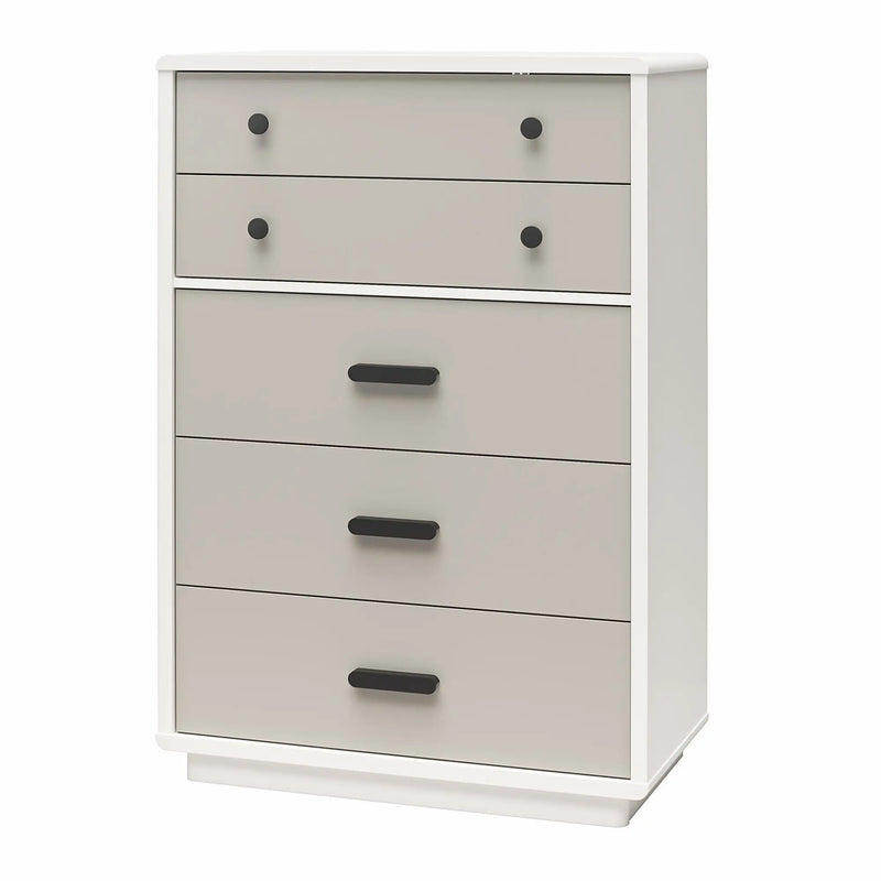 Valencia - 5 Drawer Dresser - White / Gray by HouseOfZazla