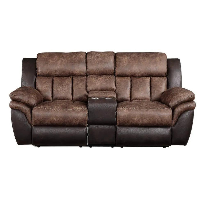 Jaylen - Motion Loveseat With Console - Toffee & Espresso Polished Microfiber by Unique Piece Furniture