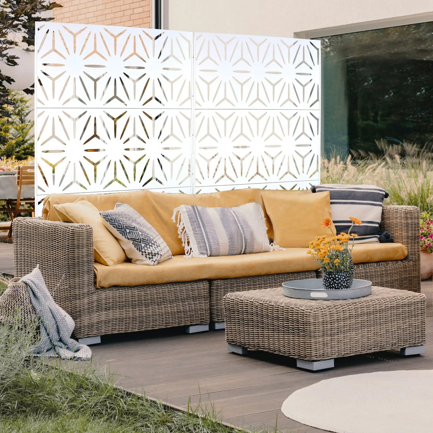 Outdoor & Indoor Metal Privacy Screen, Freestanding Decorative Panels by HouseOfZazla