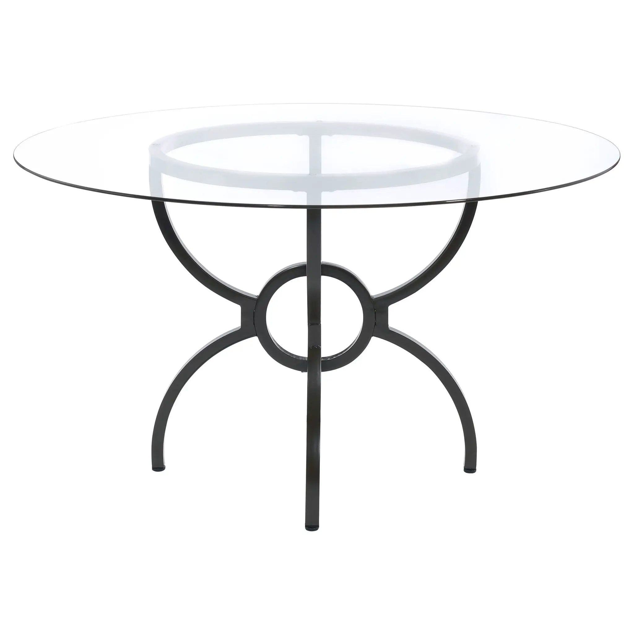 Aviano Round 48-inch Glass Top Metal Dining Table Gunmetal by Unique Piece Furniture