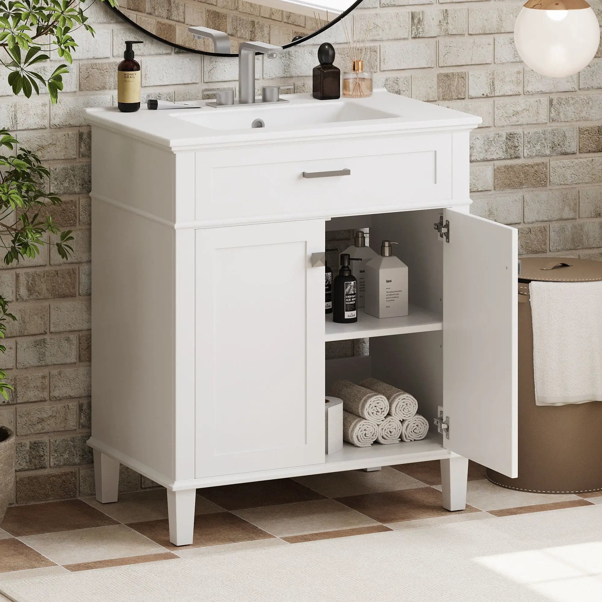Bathroom Vanity With Ceramic Basin, Soft Close Door And Adjustable Shelves by Unique Piece Furniture