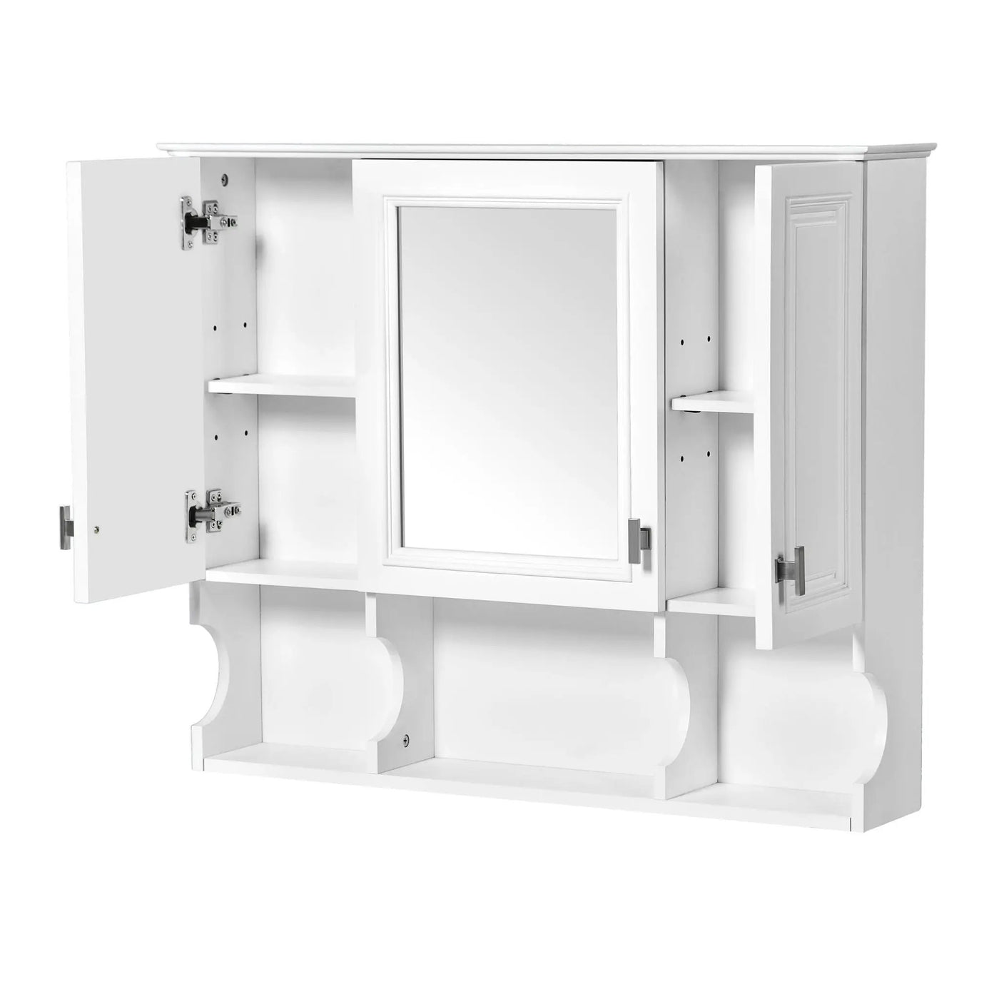 Wall Mounted Bathroom Medicine Wall Cabinet With Mirror & Open Shelves by Unique Piece Furniture