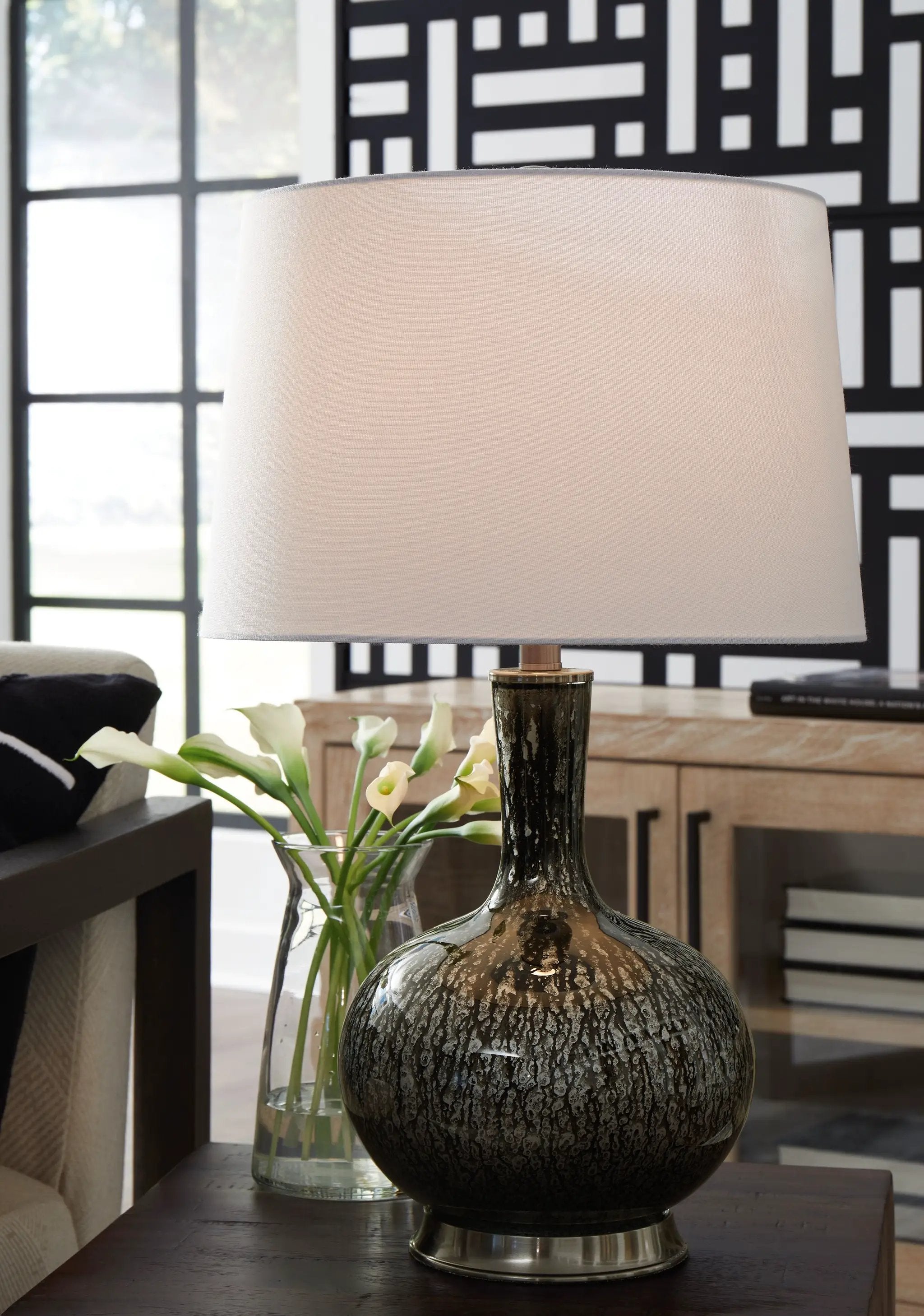 Tenslow - Glass Table Lamp - Antique Black by Unique Piece Furniture