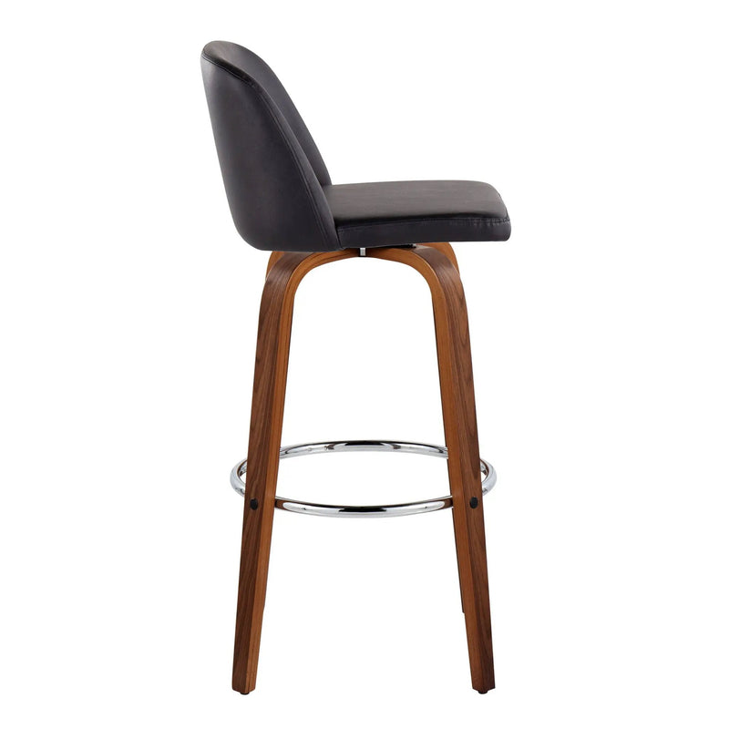 Toriano - Mid Century Modern Fixed Height, Barstool With Swivel With Round Footrest (Set of 2) by HouseOfZazla