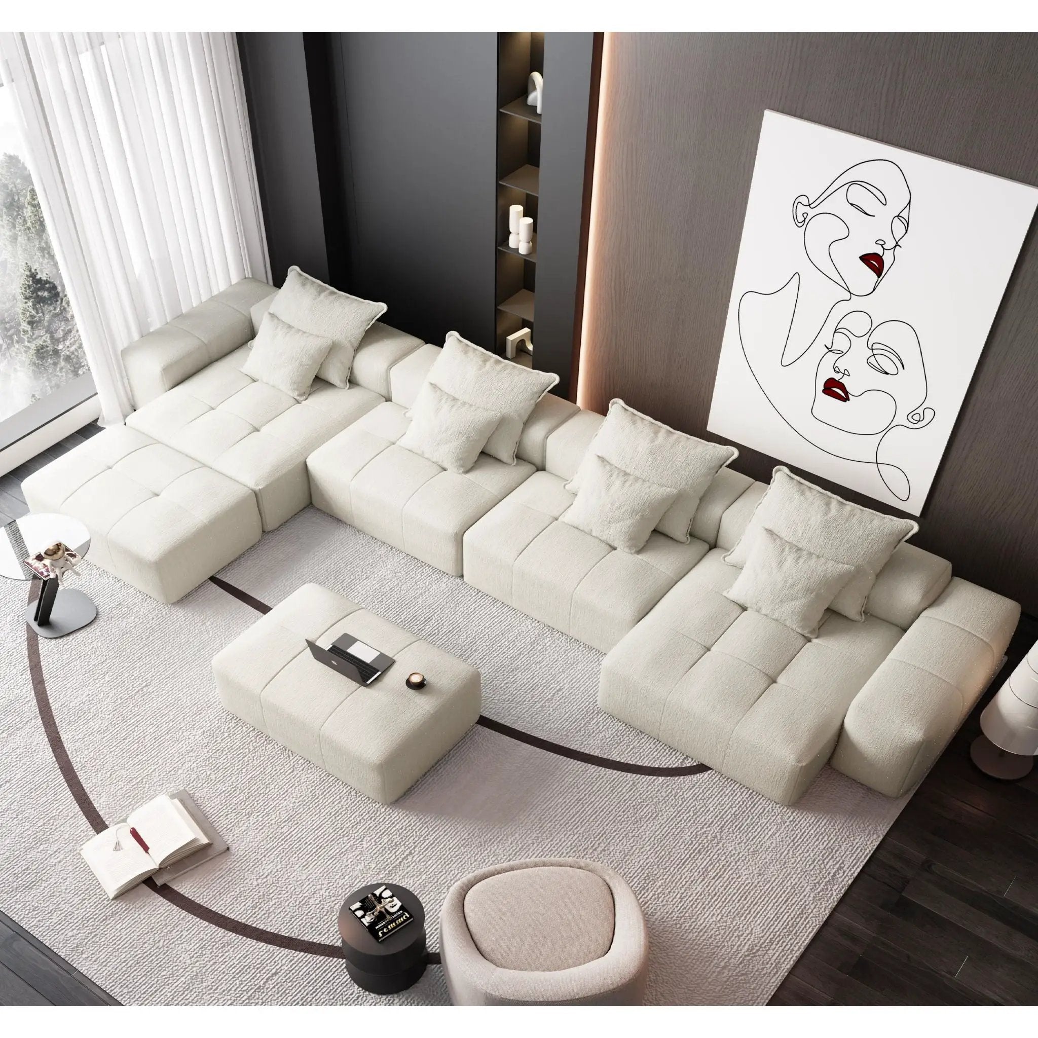 Modern Oversized DIY Combination Modular Sectional Sofa With Pillows by HouseOfZazla