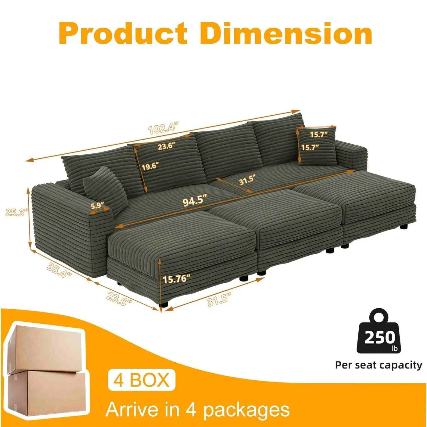 Modern Comfy Upholstered Sofa Cloud Couch & Deep Seat Couches by HouseOfZazla
