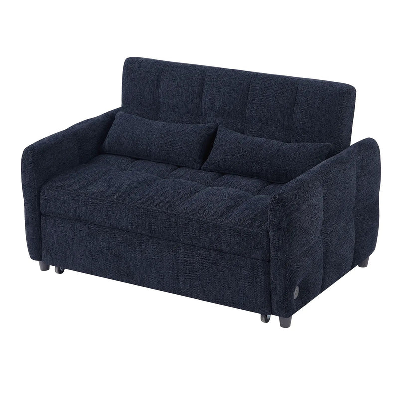 Loveseat Sofa Pull-Out Bed With Adjustable Backrest, 3 USB Ports And 2 Lumbar Pillows For Living Room by HouseOfZazla