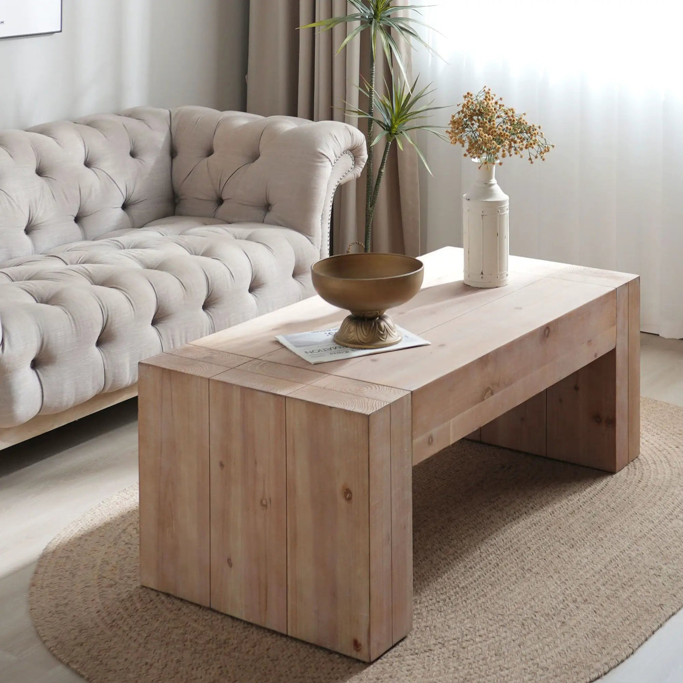 Modern Farmhouse Living Room Block Leg Coffee Table by HouseOfZazla