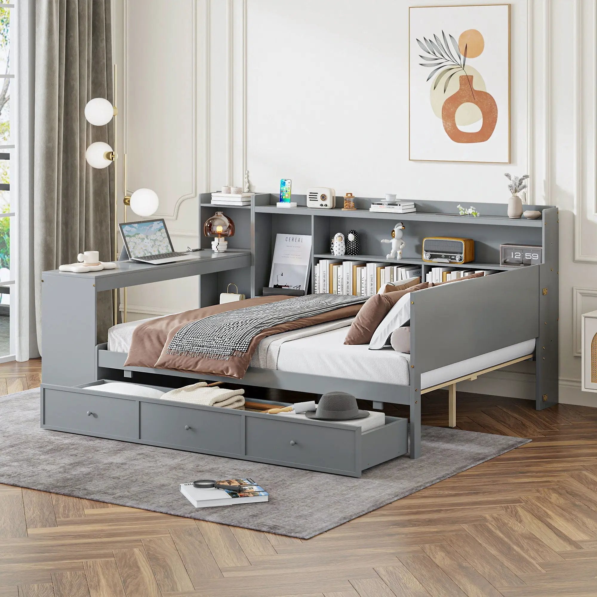 Daybed With 3 Drawers USB Ports And Desk by Unique Piece Furniture
