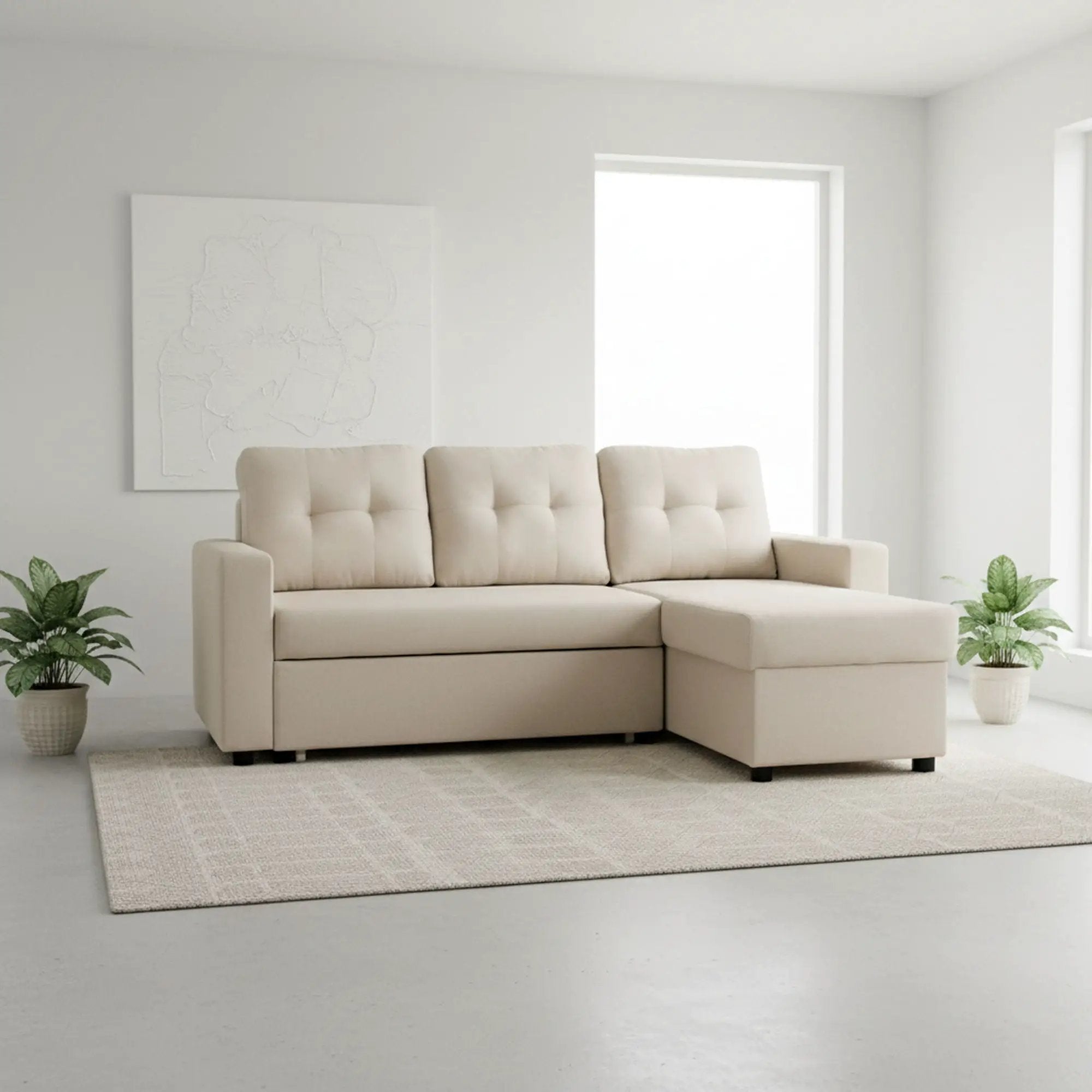 Convertible L Shaped Sectional Sleeper Sofa Bed, Saving Pull Out Couch by HouseOfZazla