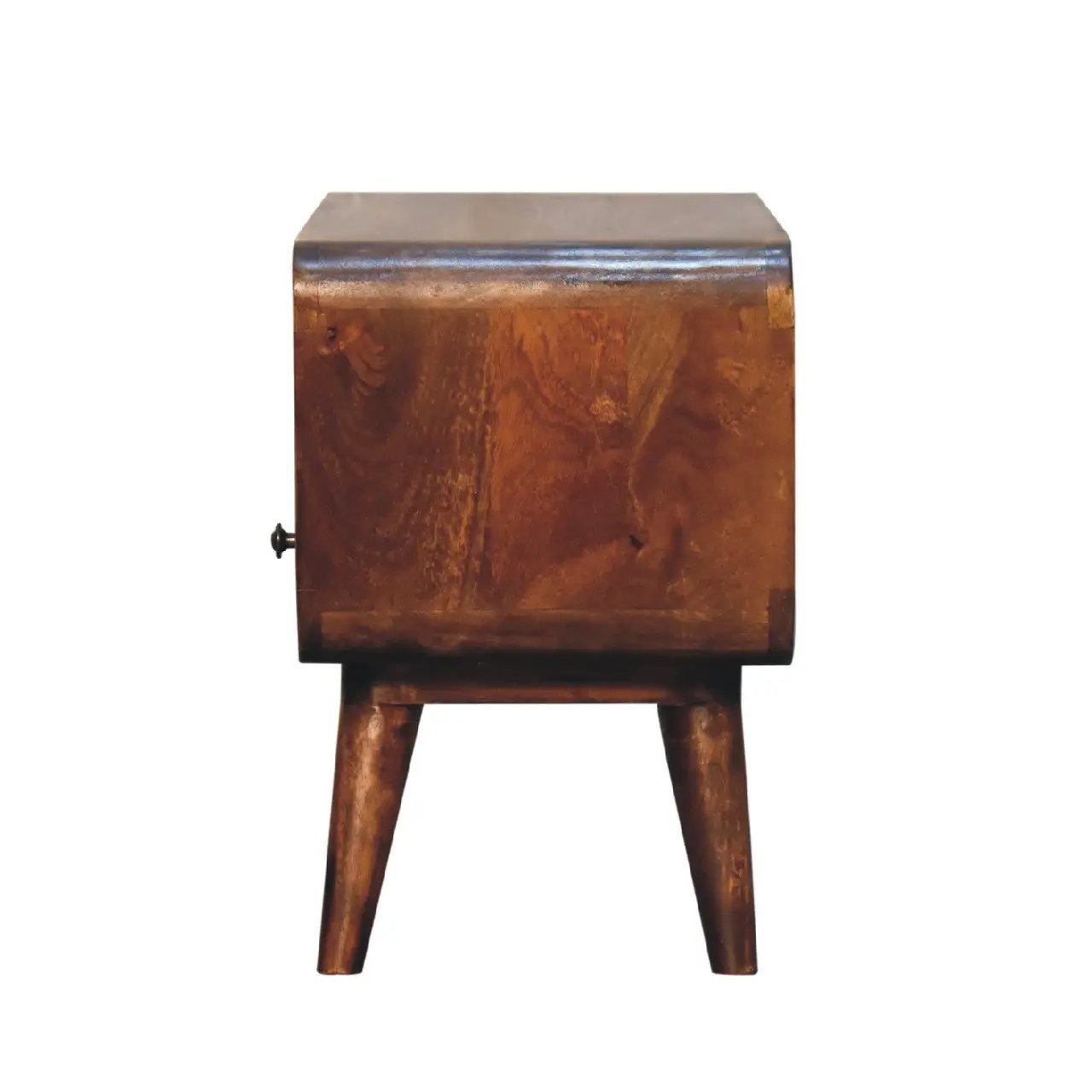 Solid Wood Mini Curved Media Unit, Chestnut, 1-Drawer, 1 Open Slot by HouseOfZazla