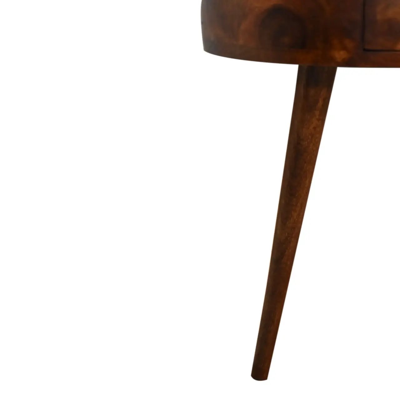 Solid Wood Chestnut Semi Circle Nightstand, 1-Drawer, Nordic Legs by HouseOfZazla
