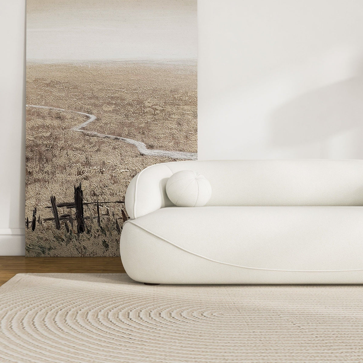 Boucle Sofa with Stain-Resistant Upholstery - Beige, photo 7 of 11