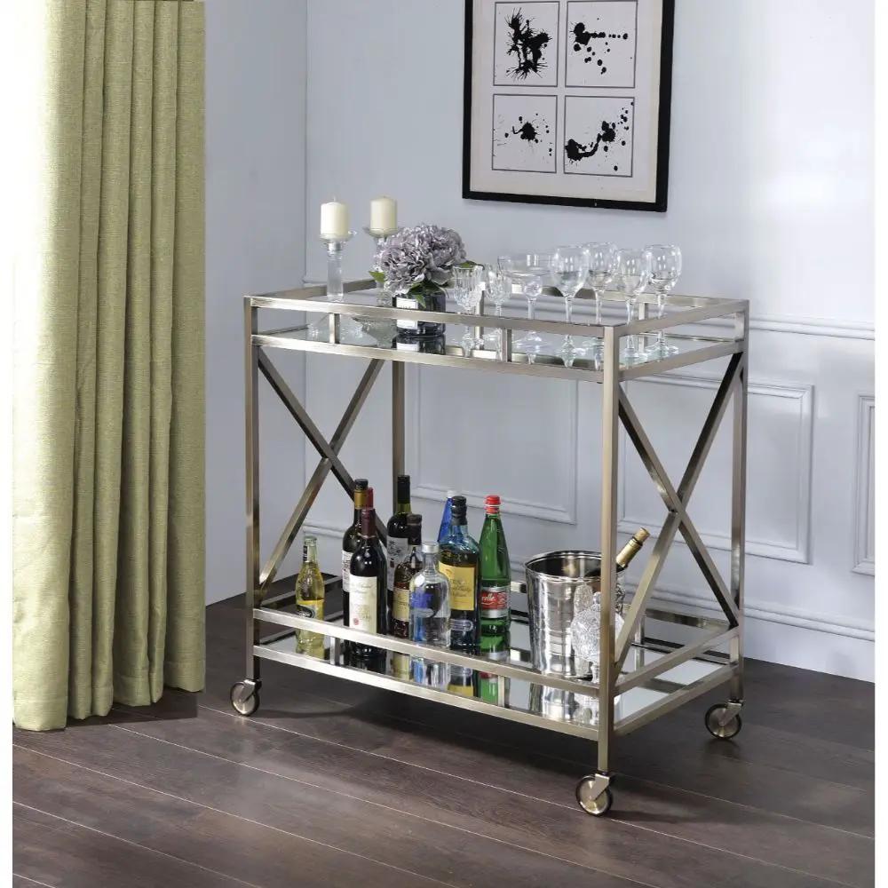 Kristensen - Serving Cart - Mirrored & Antique Gold by Unique Piece Furniture