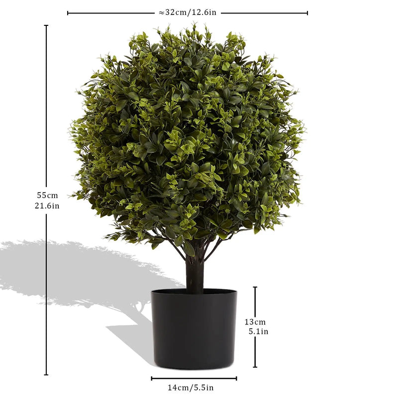 Artificial Ball Topiary Tree Decoration In Pot (Set of 2) - Green by HouseOfZazla