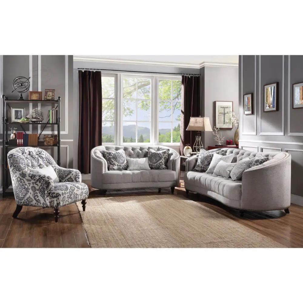 Saira - Loveseat With 3 Pillows - Light Gray Fabric by Unique Piece Furniture