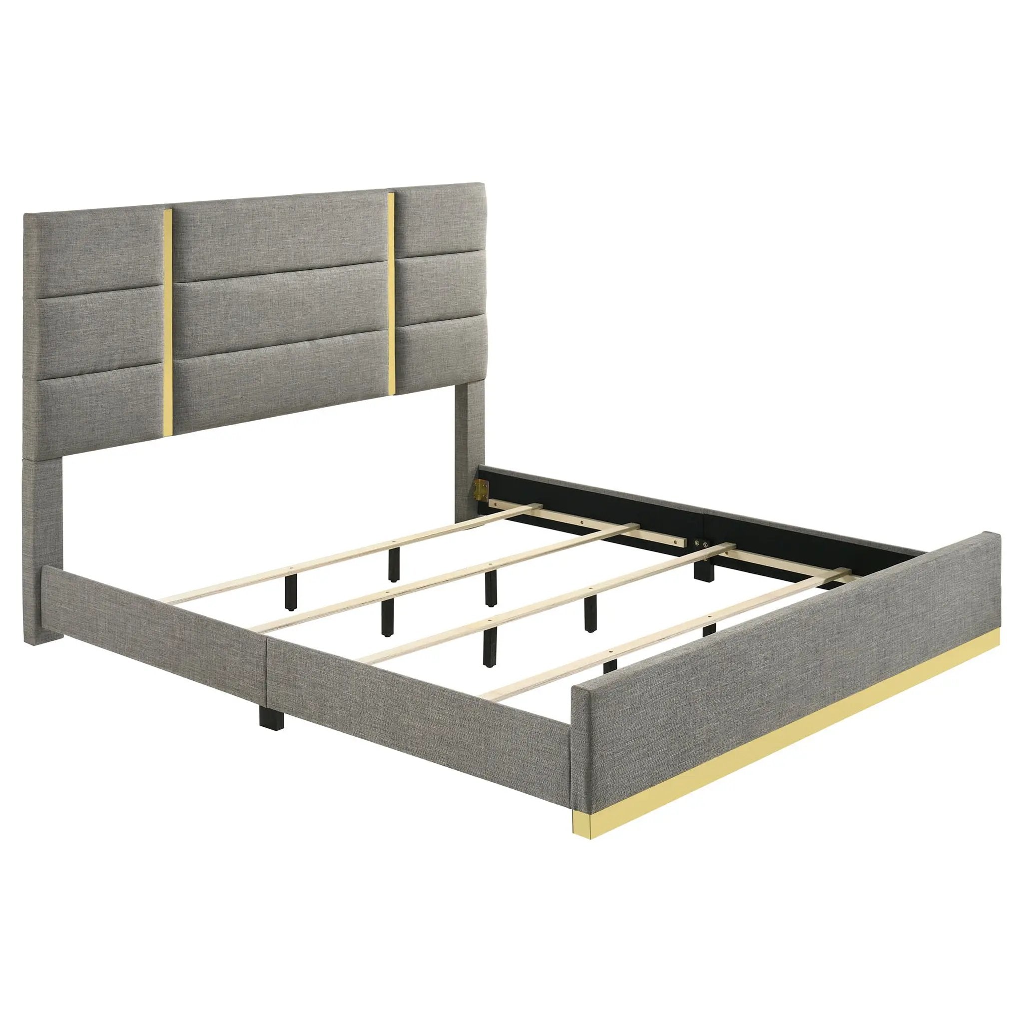 Ines 5-piece Eastern King Bedroom Set Grey and White High Gloss by Unique Piece Furniture