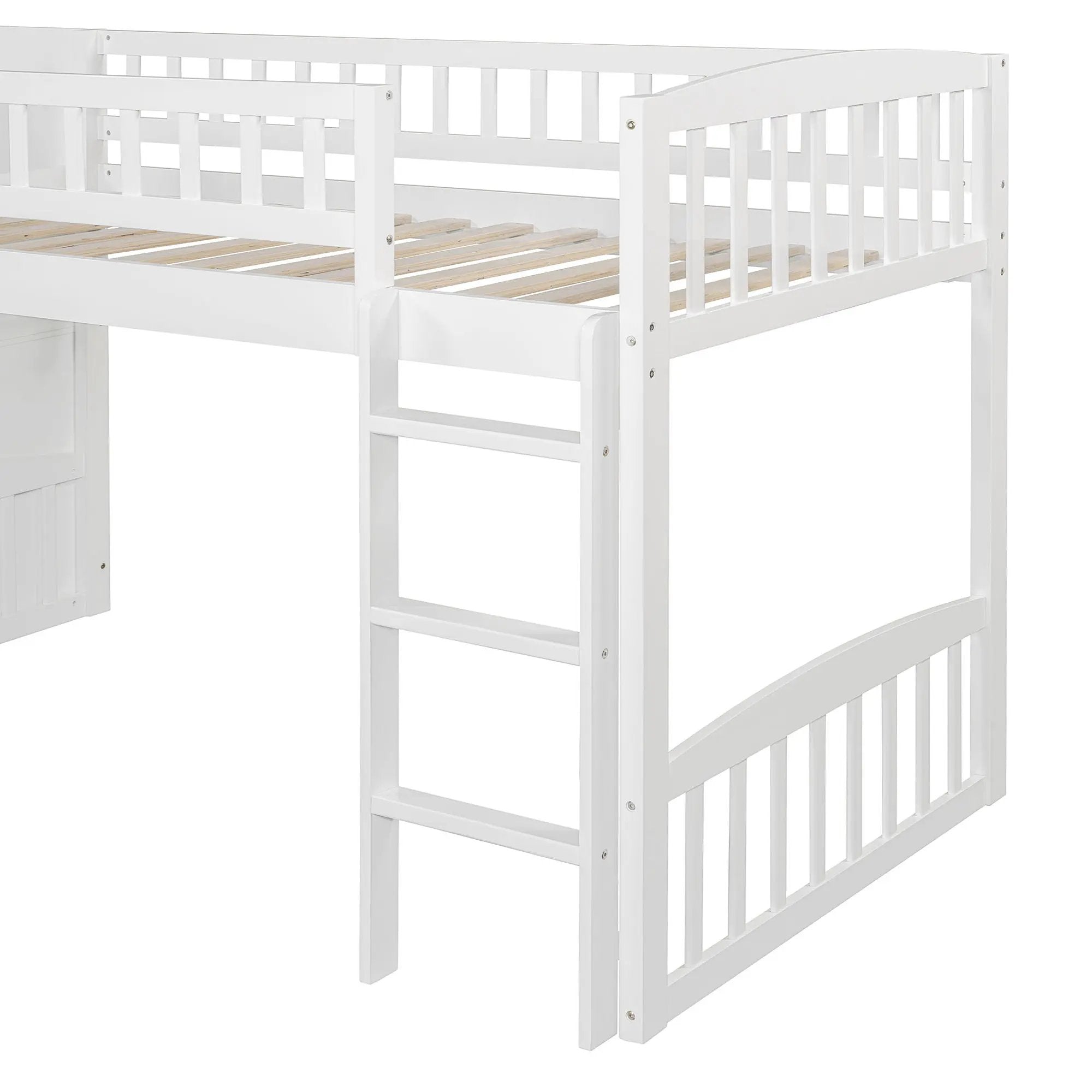 Loft Stairway Bed With 2 Drawers, Convertible Ladder And Slide by HouseOfZazla