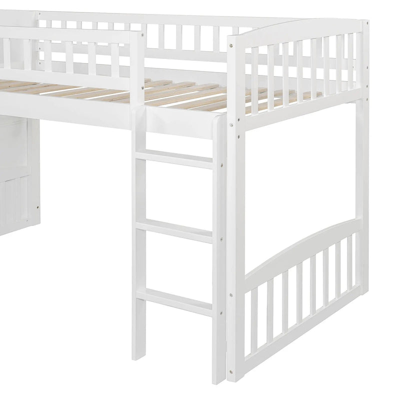Loft Stairway Bed With 2 Drawers, Convertible Ladder And Slide by HouseOfZazla